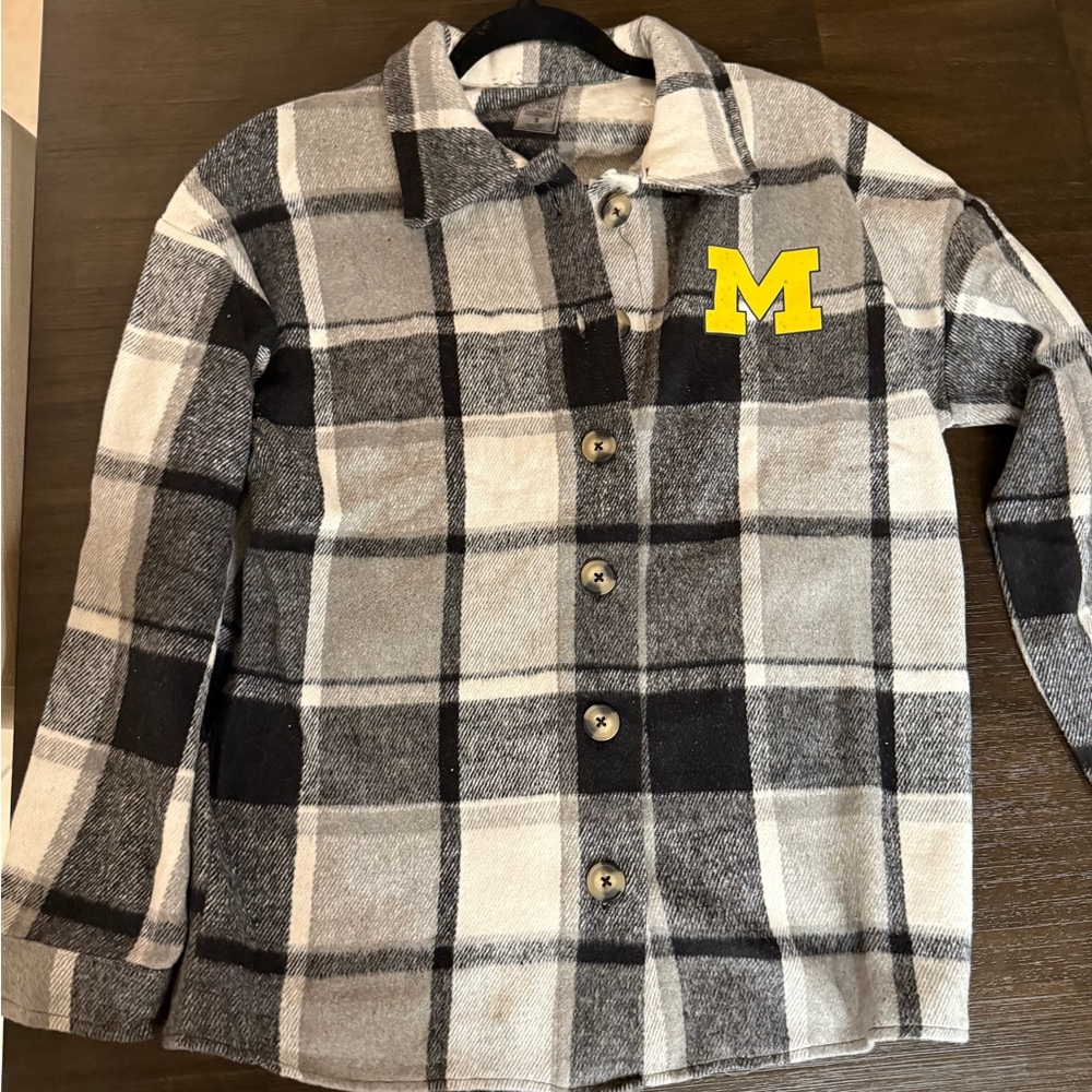 Plaid Performance Jacket With Yellow Michigan Log… - image 1